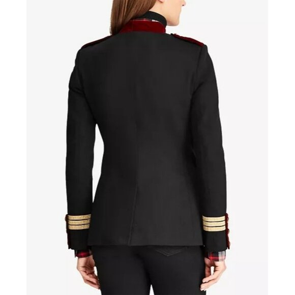 New Ralph Lauren Medium Black Red Velvet Military Equestrian Hussar Jacket S 16 - Picture 6 of 15